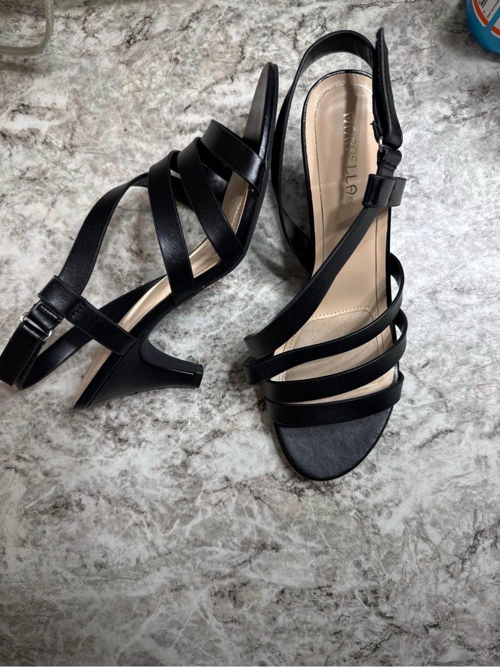 Strappy Black Slingback Heels